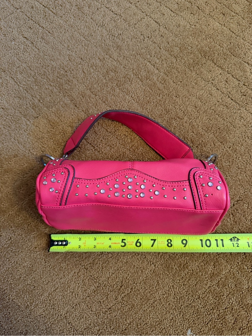 Sonoma hot pink faux leather silver studded shoulder bag - Picture 3 of 8